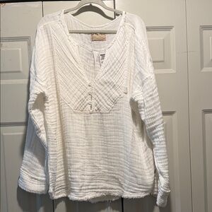 Free People White Textured Blouse